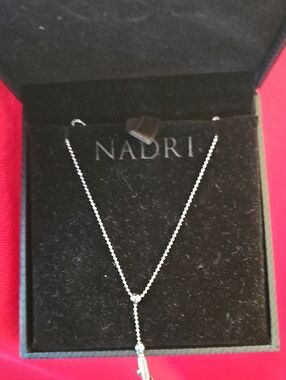 Nadri Silver Y-Style Necklace with Drop Accent